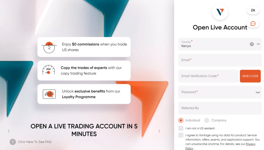 Vantage Markets- How to Open an Account